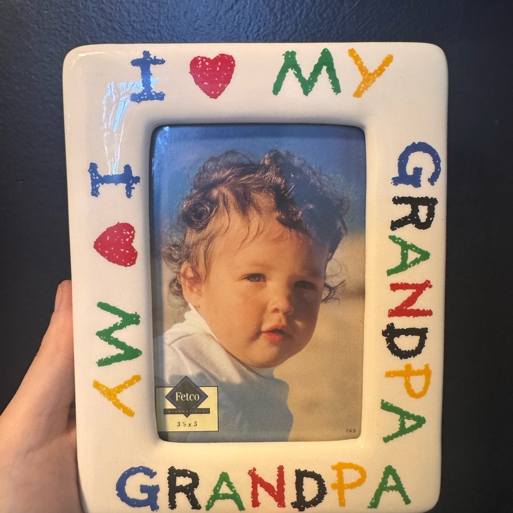 Fetco I Love My Grandpa 3.5x5 Picture Frame Colorful Ceramic Photo Frame